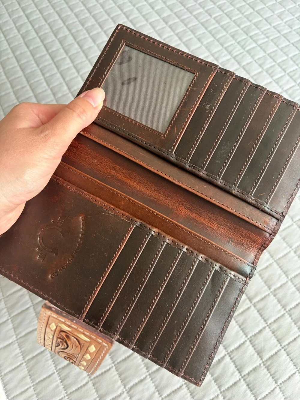 Mesa Genuine Tooled Leather and Cowhide Wallet